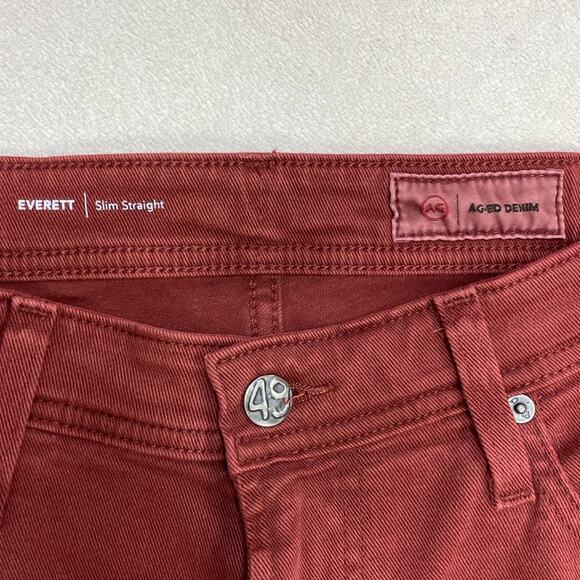 NWT New AG Adriano Goldschmied Red Everett Slim Straight Jean Size 31 x 33 - Picture 4 of 8